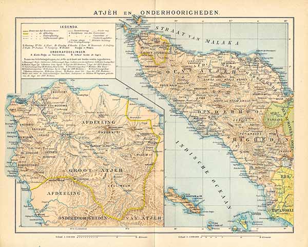 Kaart Atjeh en Onderhoorigheden
